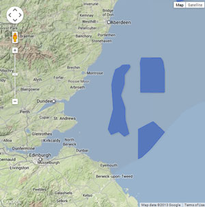 Map of Firth of Forth Banks Complex MPA (Scottish marine protected area)