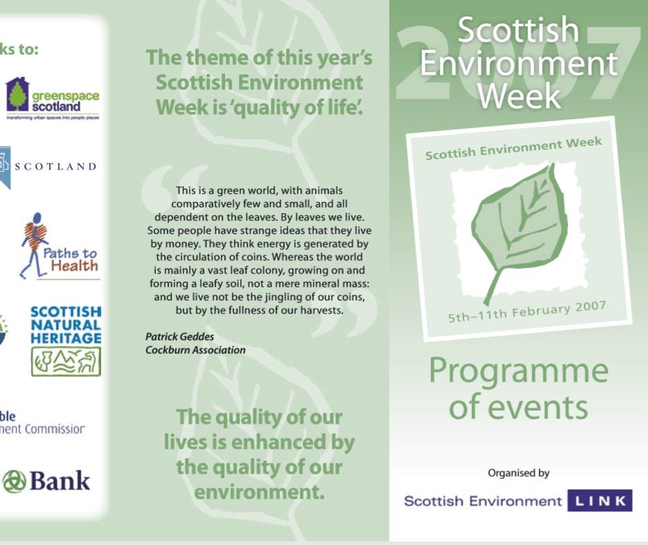 An infographic about Scottish Environment week which can be found for readers in our publication section.