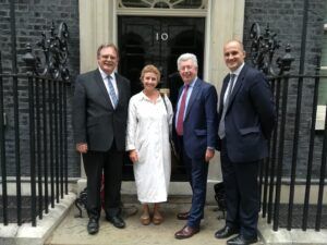 Former MSP and Nature Champion for the Curlew, Lewis Macdonald, pictured at the Curlew Summit at 10 Downing Street in July 2019. Alongside Mr Macdonald are fellow UK Curlew Species Champions, Mark Isherwood AM and Jake Berry MP. © Sarah Sanders / RSBP