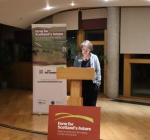 Deborah Long delivering her speech at the Farm for Scotland's Future parliamentary reception