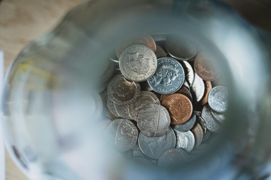 Coins in a jar