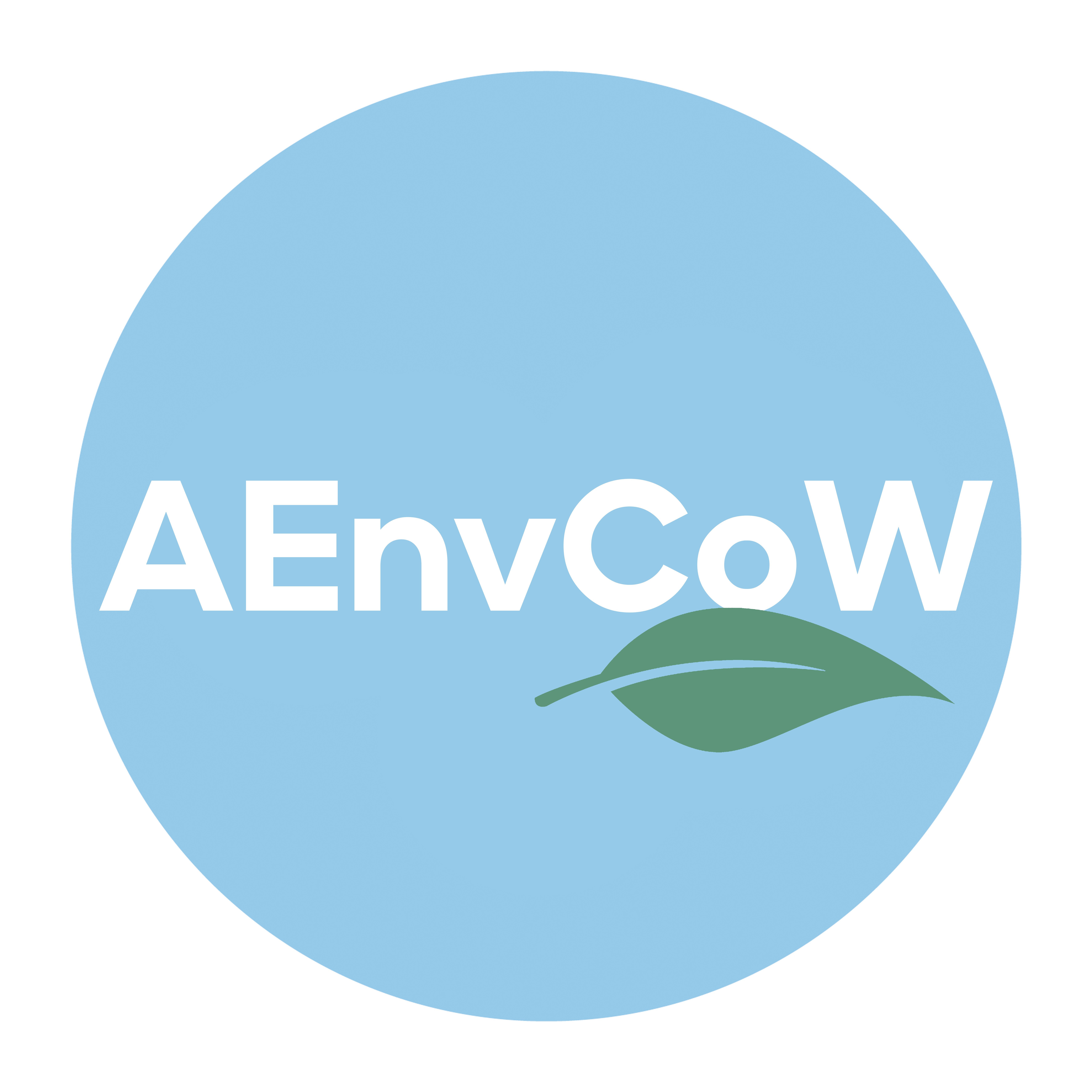 Blue and green logo with white text stating AEnvCoW