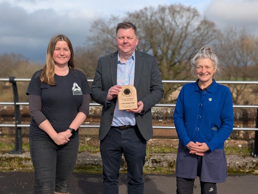 Image of Colin Smyth MSP accepting the MSP Nature Champion of the Year Award 2024
